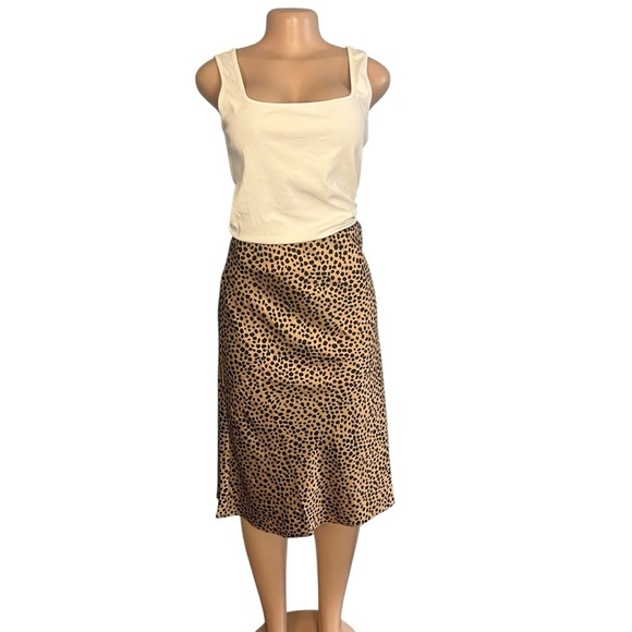 Loft Leopard Print Midi Skirt Satin - Picture 1 of 9